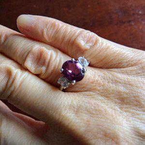 Ring - STERLING SILVER & Violet CZ Stone!